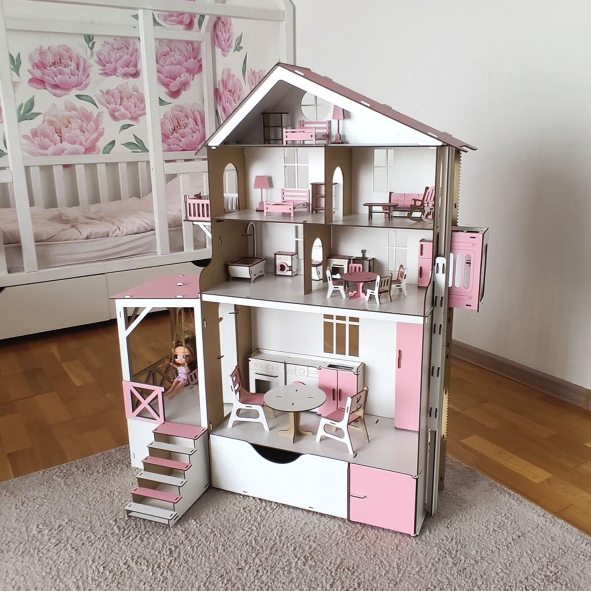 Великий ляльковий будиночок для LOL та БАРБІ з меблями та ліфтом