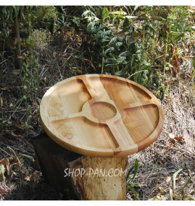 Менажниця дерев'яна 35 см, кругла, на 5 секцій, двостороння